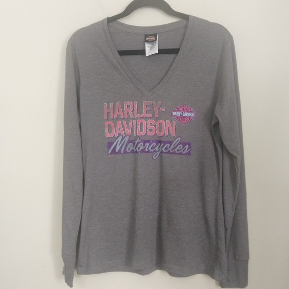 NWOT Harley Davidson V Neck Long Sleeve Top L - Picture 4 of 8